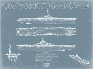 Bella Frye USS Yorktown CV-10 Blueprint Wall Art - Original Carrier Print