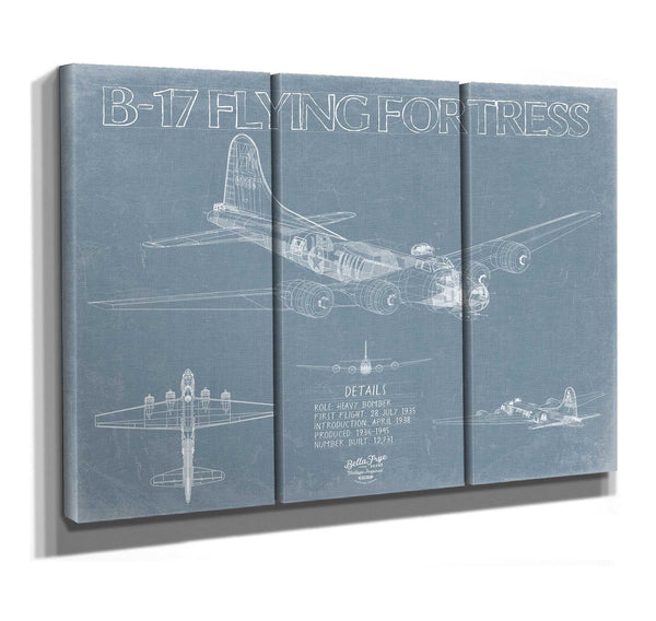 Bella Frye B-17 Flying Fortress Aircraft Blueprint Wall Art - Original Aviation Plane Print