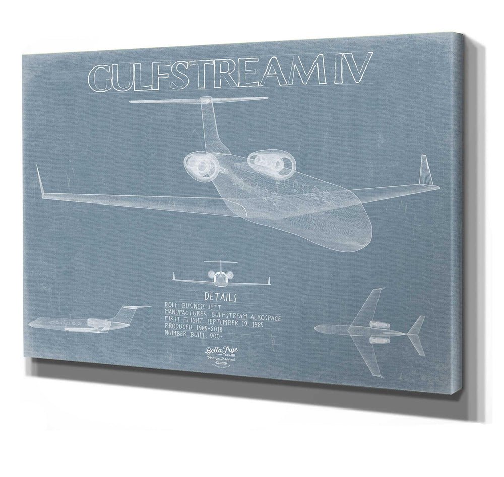 Bella Frye Gulfstream IV Aircraft Blueprint Wall Art - Original Aviation Plane Print