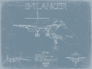 Bella Frye Rockwell B-1 Lancer Aircraft Blueprint Wall Art - Original Aviation Plane Print