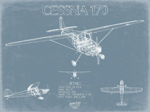 Bella Frye Cessna 170 Aircraft Blueprint Wall Art - Original Airplane Print