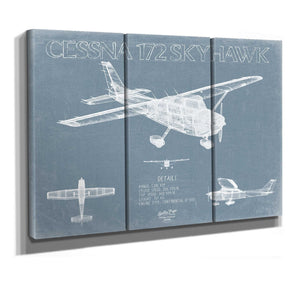 Bella Frye Cessna 172 Skyhawk Aircraft Blueprint Wall Art - Original Airplane Print