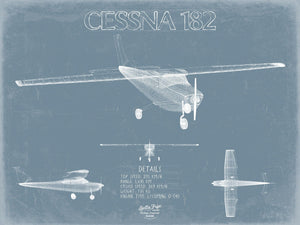 Bella Frye Cessna 182 Skylane Aircraft Blueprint Wall Art - Original Airplane Print