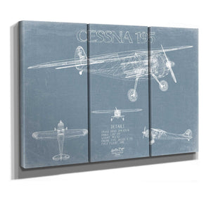 Bella Frye Cessna 195 Aircraft Blueprint Wall Art - Original Airplane Print