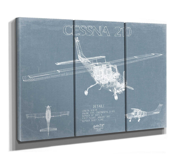 Bella Frye Cessna 210 Centurion Aircraft Blueprint Wall Art - Original Airplane Print