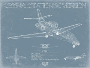 Bella Frye Cessna Citation Sovereign Aircraft Blueprint Wall Art - Original Airplane Print