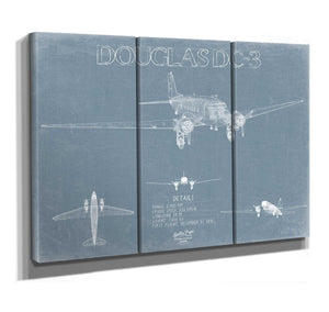 Bella Frye Douglas DC-3 Aircraft Blueprint Wall Art - Original Airplane Print