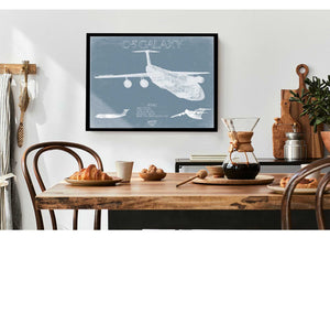 Bella Frye C-5 Galaxy Blueprint Wall Art - Original Aviation Plane Print