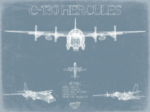 Bella Frye Lockheed C-130 Hercules Blueprint Wall Art - Original Aviation Plane Print