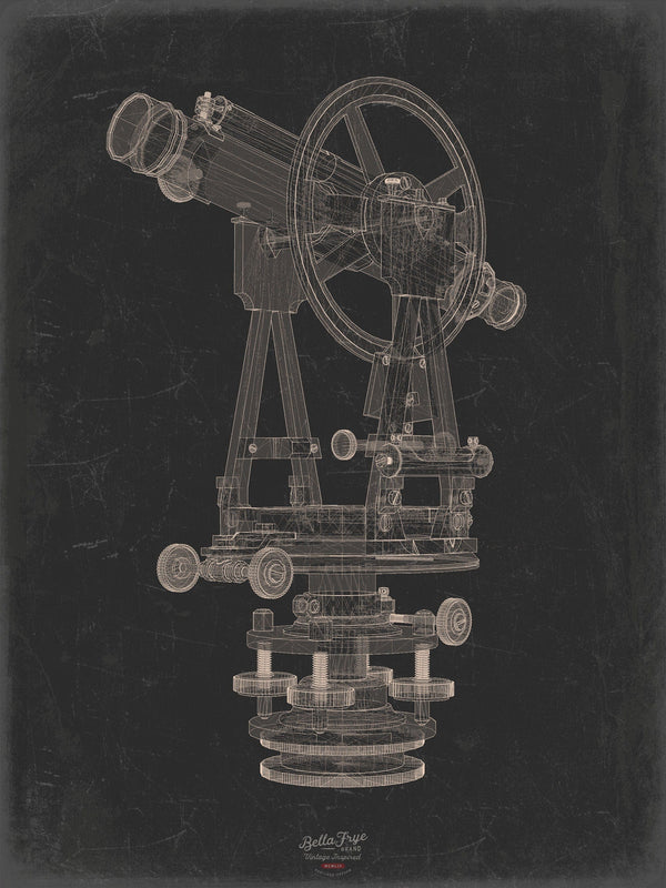 Bella Frye Steampunk Telescope Blueprint - Vintage Science Print