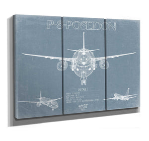 Bella Frye P-8 Poseidon Aircraft Blueprint Wall Art - Original Airplane Print