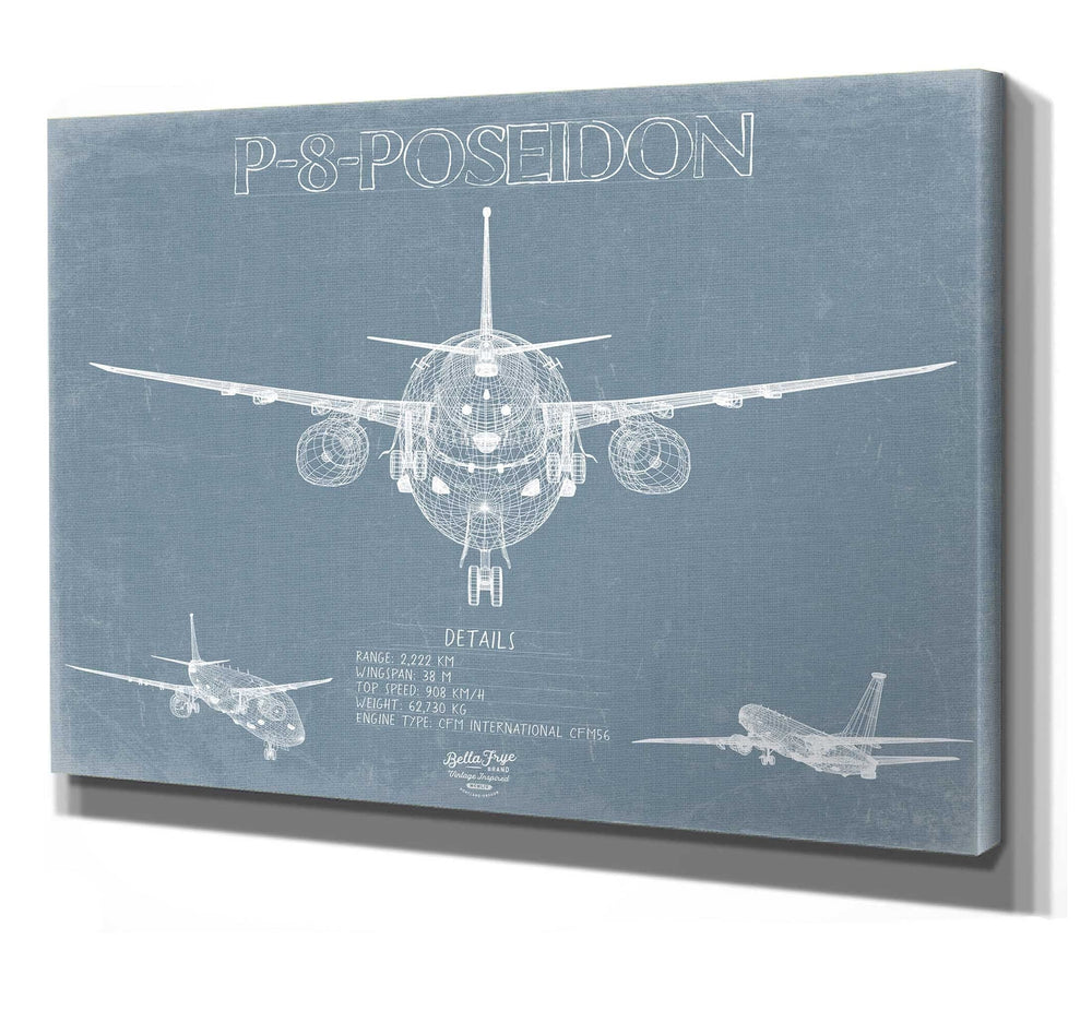 Bella Frye P-8 Poseidon Aircraft Blueprint Wall Art - Original Airplane Print