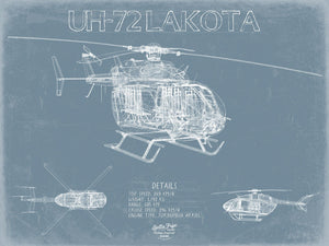 Bella Frye Eurocopter UH-72 Lakota Helicopter Blueprint Wall Art - Original Aviation Print