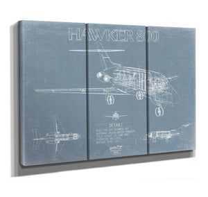 Bella Frye Hawker 800 Aircraft Blueprint Wall Art - Original Airplane Print