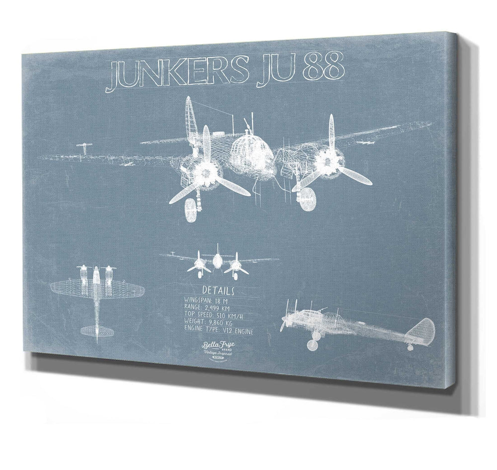 Bella Frye Junkers Ju 88 Aircraft Blueprint Wall Art - Original Airplane Print