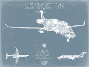 Bella Frye Learjet 75 Aircraft Blueprint Wall Art - Original Airplane Print