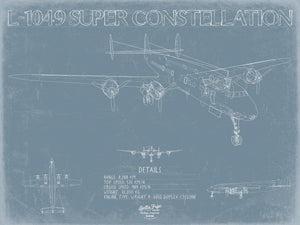 Bella Frye Lockheed L-1049 Super Constellation Aircraft Blueprint Wall Art - Original Airplane Print