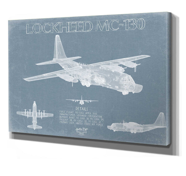 Bella Frye Lockheed MC-130 Aircraft Blueprint Wall Art - Original Military Plane Print