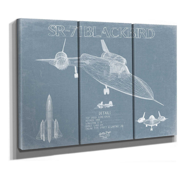 Bella Frye Lockheed SR-71 Blackbird Aircraft Blueprint Wall Art - Original Military Plane Print