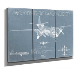 Bella Frye Martin B-26 Marauder Aircraft Blueprint Wall Art - Original Military Plane Print