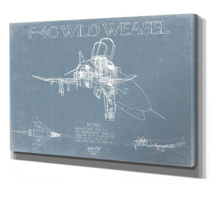 Bella Frye F-4G Wild Weasel Aircraft Blueprint Wall Art - Original Fighter Plane Print