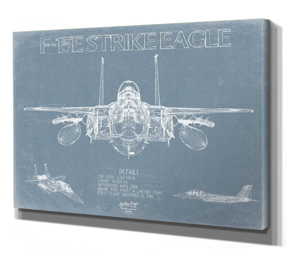 Bella Frye F-15E Strike Eagle Aircraft Blueprint Wall Art - Original Fighter Plane Print