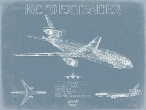 Bella Frye McDonnell Douglas KC-10 Extender Aircraft Blueprint Wall Art - Original Fighter Plane Print