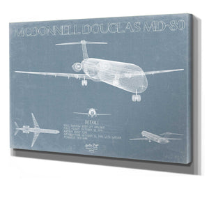 Bella Frye McDonnell Douglas MD-80 Aircraft Blueprint Wall Art - Original Aviation Plane Print