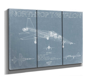 Bella Frye Northrop Grumman T-38 Talon Aircraft Blueprint Wall Art - Original Fighter Plane Print