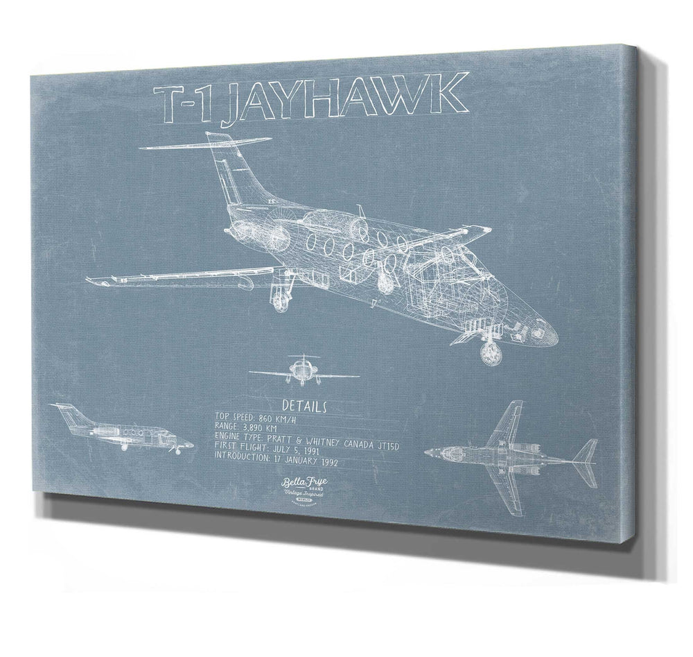 Bella Frye Raytheon T-1 Jayhawk Aircraft Blueprint Wall Art - Original Plane Print