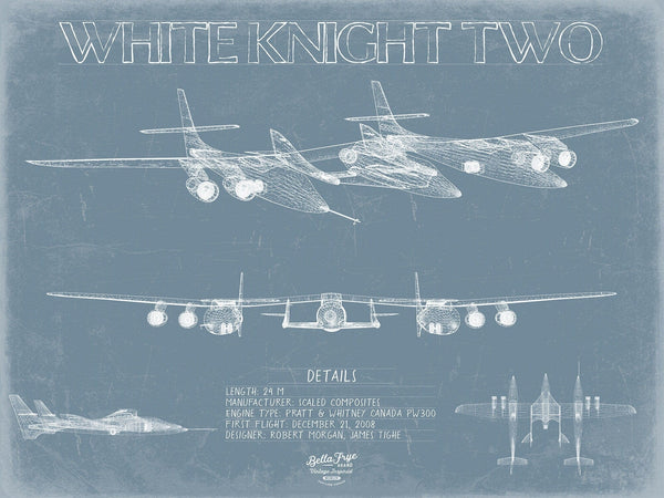 Bella Frye White Knight Two Aircraft Blueprint Wall Art - Original Plane Print