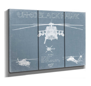 Bella Frye UH-60 Blackhawk Helicopter Aircraft Blueprint Wall Art - Original Military Print