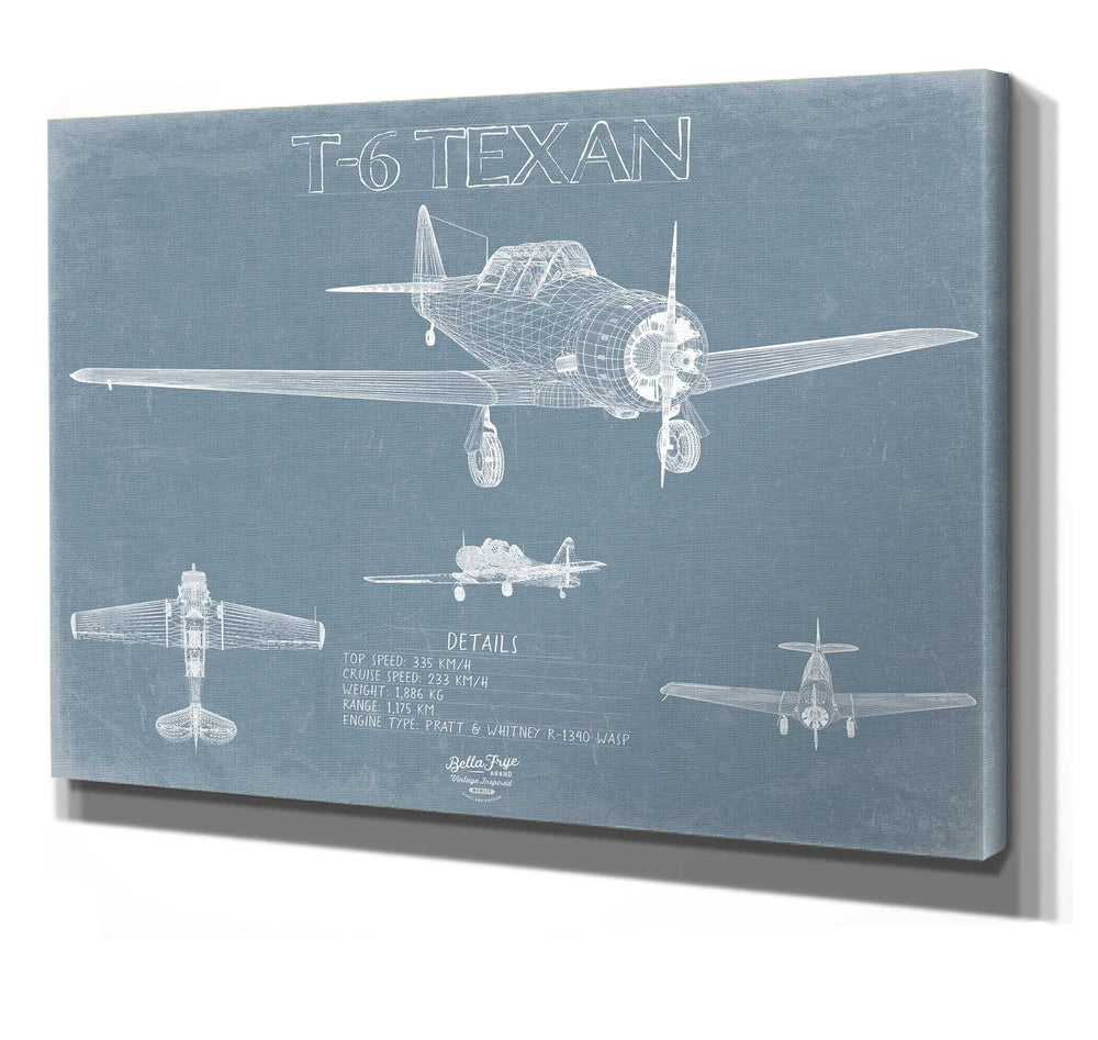 Bella Frye T-6 Texan Blueprint Wall Art - Original Airplane Print