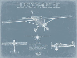 Bella Frye Luscombe 8E Aircraft Blueprint Wall Art - Original Airplane Print