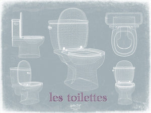 Bella Frye Toilet Humor Art Les Toilettes Bathroom Art - Original Toilet Blueprint