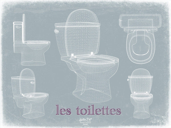 Bella Frye Toilet Humor Art Les Toilettes Bathroom Art - Original Toilet Blueprint