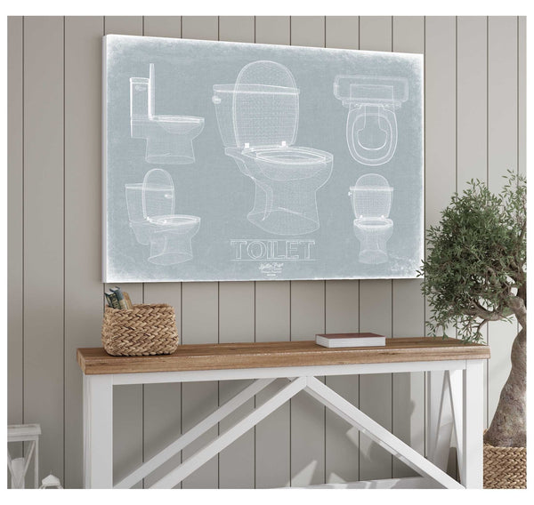 Bella Frye Toilet Humor Blueprint of Toilet Bathroom Art - Original Art