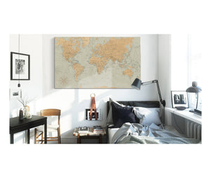 Bella Frye World Map Wall Art - Original Canvas World Map with Pins 11