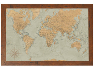 Bella Frye World Map Wall Art - Original Canvas World Map with Pins 11