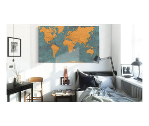 Bella Frye Large World Map Wall Art - Original Canvas World Map with Pushpins 10