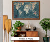 Bella Frye Large World Map Wall Art - Original Canvas World Map with Pushpins 1