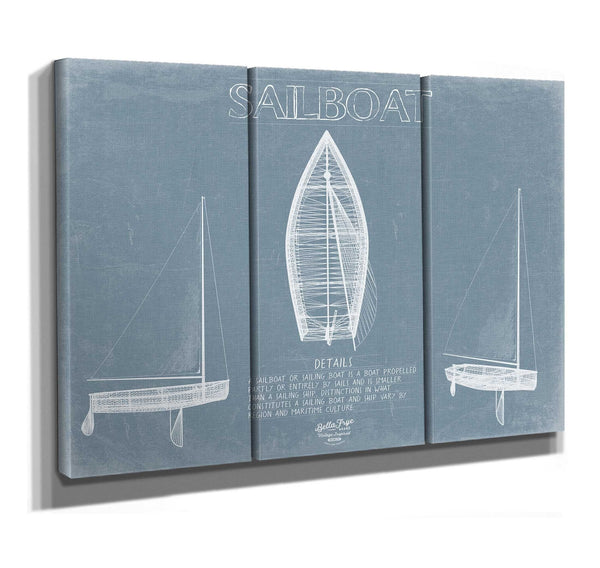 Bella Frye Sailboat Blueprint Wall Art - Original Sailing Maritime Print