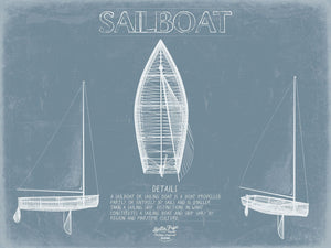 Bella Frye Sailboat Blueprint Wall Art - Original Sailing Maritime Print