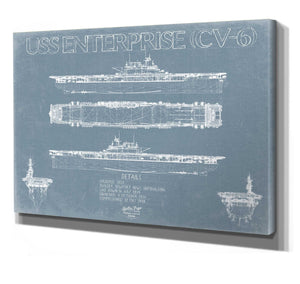 Bella Frye USS Enterprise CV-6 Blueprint Wall Art - Original Carrier Print