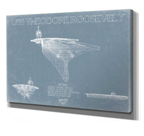 Bella Frye USS Theodore Roosevelt Blueprint Wall Art - Original Carrier Print