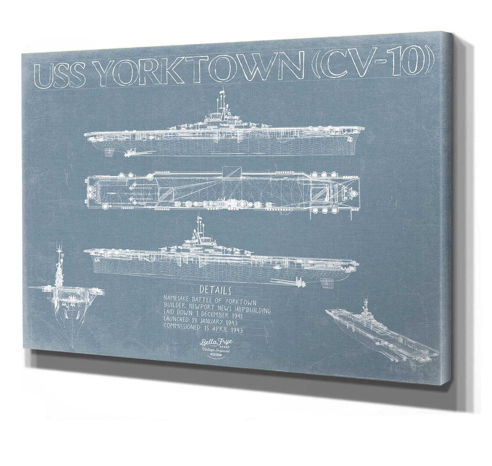 Bella Frye USS Yorktown CV-10 Blueprint Wall Art - Original Carrier Print