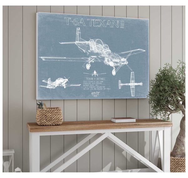 Bella Frye T-6A Texan II Blueprint Wall Art - Original Airplane Print