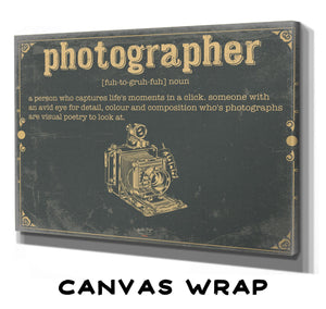 Bella Frye Photographer Word Definition Wall Art - Gift for Photographer Artwork