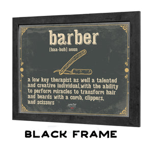 Bella Frye Barber Word Definition Wall Art - Gift for Barber Dictionary Artwork