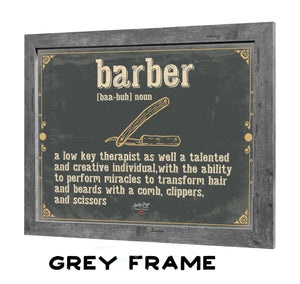 Bella Frye Barber Word Definition Wall Art - Gift for Barber Dictionary Artwork